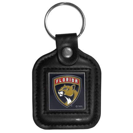 NHL Siskiyou Sports Fan Shop Florida Panthers Square Leather Key Chain One Size Black