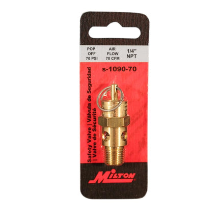 Milton S-1090-70 1/4" MNPT ASME Safety Valve - 70 PSI Pop off Pressure