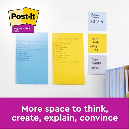 Post-it Super Sticky Meeting Notes, 4 Pads (180 Sheets), 203 mm x 152 mm