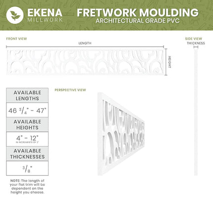 Ekena Millwork MLDPB06X46MNCUN Manchester Fretwork Pierced Moulding, 6"H, PVC