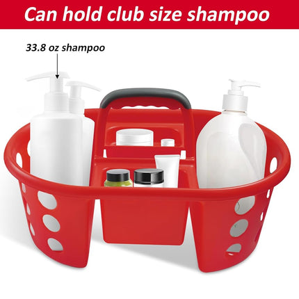 SIMPLYKLEEN Caddy de Douche Portable 2 pièces – Fabriqué aux États-Unis, Rangement en Plastique pour Dortoir, Panier Fourre-tout avec Poignée, Organiseur de Douche pour Salle de Bain, Garde-manger, Cuisine, Dortoir Universitaire, Rouge