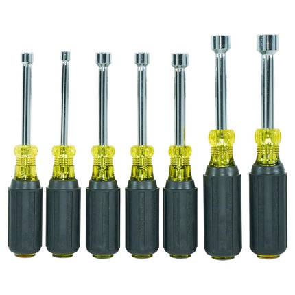 Nut Driver Set, Magnetic 7.6 cm Full Hollow Shaft, Sizes 3/16 to 1/2-Inch, 7 Piece Klein Tools 631M