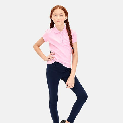 Polo piqué con volantes de manga corta para niña de The Children's Place, color rosa brillante, talla 7-8