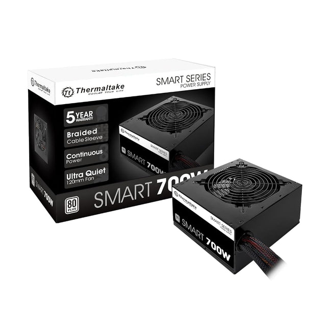 Thermaltake Smart 700W 80+ White Certified PSU, Continuous Power with 120mm Ultra Quiet Fan, ATX 12V V2.3/EPS 12V Active PFC Power Supply PS-SPD-0700NPCWUS-W