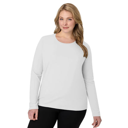 Hanes Women's Originals Long Sleeve Cotton T-Shirt, Lightweight Crewneck Tee, Modern Fit, White, M