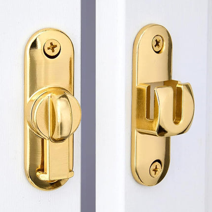 INIRET 4 Packs Gold Barn Door Latches,90/180 Degree Gate Lock,Flip Gate Latches Hardware,Zinc Alloy Right Angle Door Lock Latch,Door Security Sliding Door Latch Lock for Cabinets,Bathroom