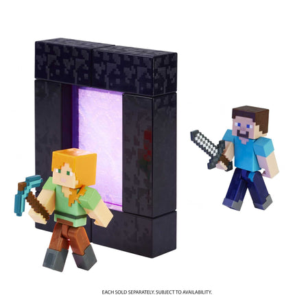 Minecraft Steve Action Figure, 3.25-in, with 1 Build-a-Portal Piece & 1 Accessory, Building Toy Inspired by Video Game, Collectible Gift for Fans & Kids Ages 6+, HFC27