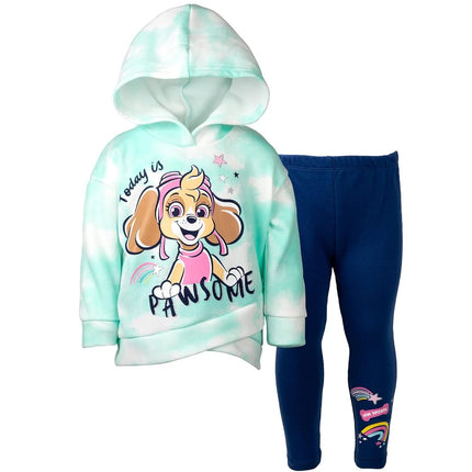 Paw Patrol Skye Toddler Girls Pullover Crossover Fleece Hoodie and Leggings Outfit Set Blue/White 2T