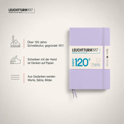 Notebook Hardcover Medium (A5), 120g Edition, Dotted, 203 pages, Lilac