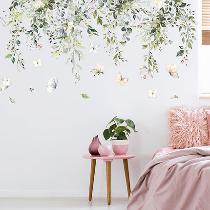 CNUSER 3D Wall Stickers DIY Green Plants Leaves Flower Wall Art Decal Decor for Bedroom Living Room Offices Home Decoration