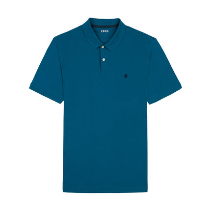 Izod Men's Short Sleeve Interlock Polo Shirt, Legion Blue Solid, Small