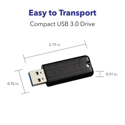 Verbatim 49320 256 GB PinStripe USB 3.0 Drive - Black