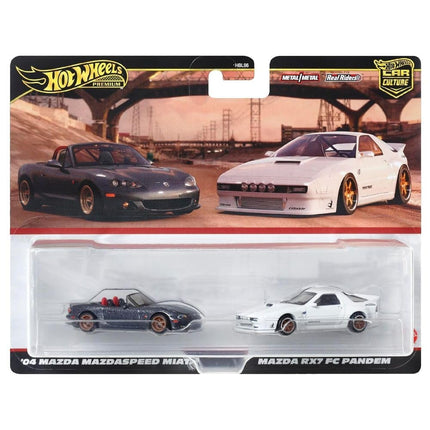 Hot Wheels Premium 2-Pack '04 Mazda Mazdaspeed Miata/Mazda RX7 FC Pandem HRR75 [Mini Car] [3 Years Old and Up]