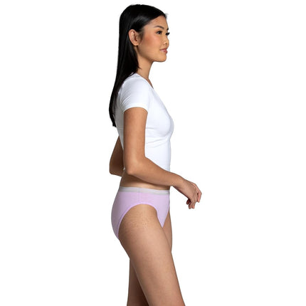 Fruit of the Loom Women's Bikini Underwear (Pack of 6), Cotton Blend - Pack of 12 - Grey/Blue/Purple, 8