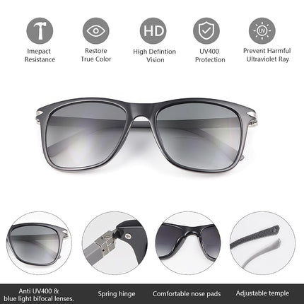 MIRYEA Polarized Bifocal Reading Sunglasses for Men Women Blue Light Blocking Glasses Black Lens UV Protection Outdoor Sun Readers Lightweight Driving Eyeglasses Tinted Shades Anti Glare Eyewear 3.5