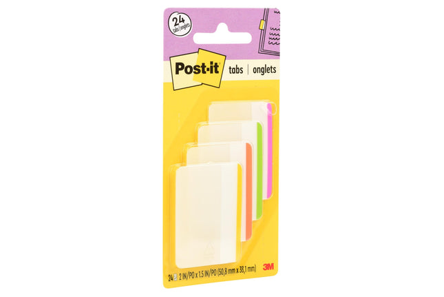 Post-it Tabs, 2 in, Lined, Assorted Bright Colors,