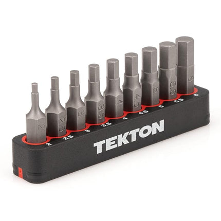 TEKTON 1/4 Inch Hex Bit Set with Rail, 9-Piece (2-6 mm) | DZX93002