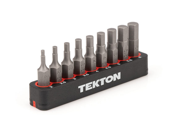 TEKTON 1/4 Inch Hex Bit Set with Rail, 9-Piece (2-