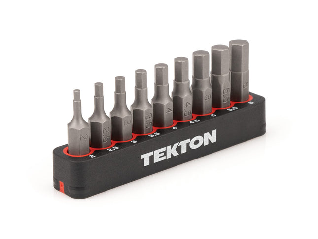 TEKTON 1/4 Inch Hex Bit Set with Rail, 9-Piece (2-