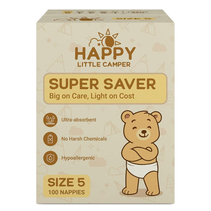 Happy Little Camper Super Saver Nappies, Size 5, 1