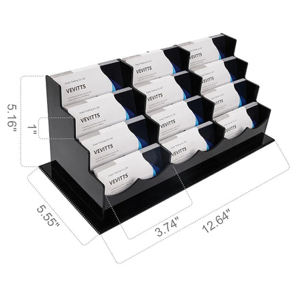 Vevitts Business Card Holder, Acrylic Business Card Display, Clear Desktop Business Card Stand for Exhibition, Home & Office Black 4 Tiers 12 Slots