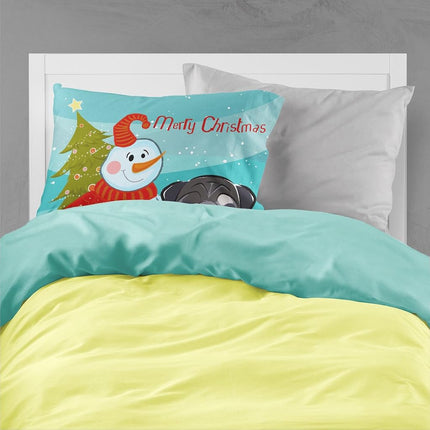Caroline's Treasures BB1883PILLOWCASE Housse d'oreiller standard en tissu bonhomme de neige avec carlin noir, grande, multicolore