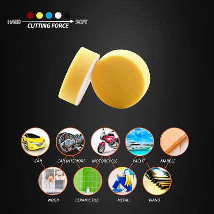 Polishing Pad, ZFE 50pcs 3 inch/80 mm Sponge Buffing Pads, Foam Polishing Pad Kit for Car Sanding, Polishing and Waxing