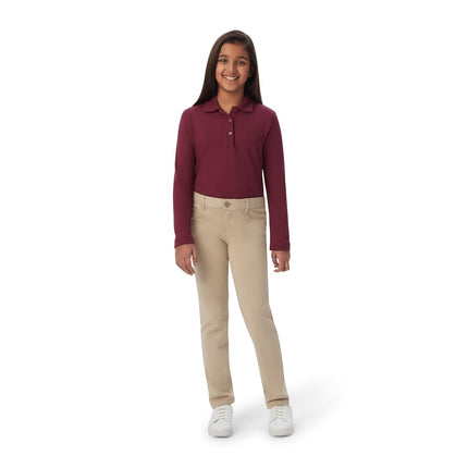 French Toast Girls' Stretch Skinny 5 Pocket Knit Pant, Khaki, 12 Plus