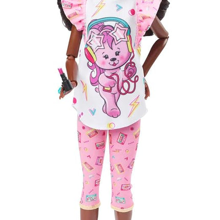 Barbie Doll, Curly Black Hair, 80s-Inspired Slumber Party, Barbie Rewind Series, Nostalgic Collectibles and Gifts, Clothes and Accessories, HJX19