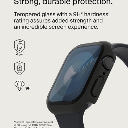 Belkin TemperedCurve Apple Watch Series 8 Screen Protector with Edge-to-Edge Coverage & Protective Bumper - Tempered Glass Screen Protector, Apple Watch Accessories - Black