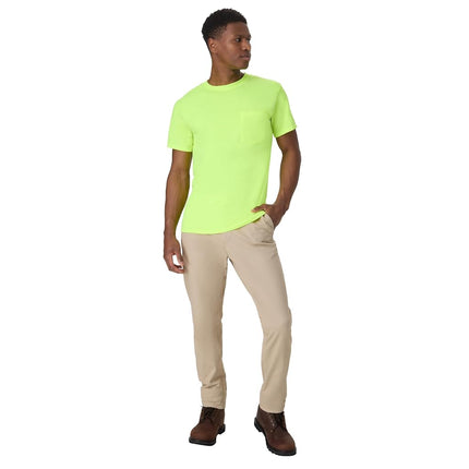 Paquete de camisetas de trabajo con bolsillo Hanes para hombre, camiseta que absorbe la humedad, control de olores, paquete de 2, verde seguridad, XXL