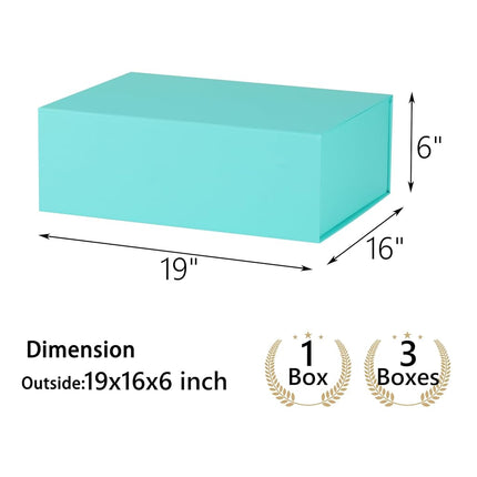 MUMUPACK Turquoise Gift Box,19x16x6 Large Gift Boxes With Lids For Presents Includes Ribbon And Diy Printable Sticker Paper,Bridesmaid Proposal Box,Magnetic Gift Box For Birthday,Wedding,Graduation