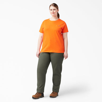 Dickies Women's Plus Size Relaxed Straight Carpenter Duck Pant, Rinsed Moss Green, 24