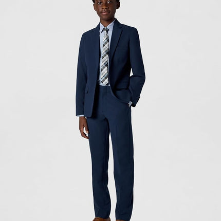 Van Heusen Boys' Flex Stretch Suit Jacket, Bank Blue Solid, 12 Husky