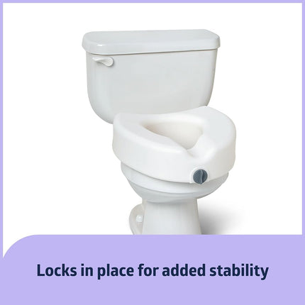Medline 5" Standard Raised Toilet Seat with Lock and No Arms - A Medical Seat Riser for Seniors, Adults and Elderly or Post-Surgery Recovery, 1 Ct.