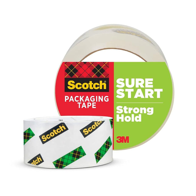 Scotch Sure Start Packing Tape, Clear, Quiet Unwind and Easy Start, 1.88 in. x 54.6 yd., 1 Tape Roll
