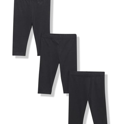 HonestBaby Multipack Leggings Skinny, Flare and Cargo Pants Organic Cotton for Infant Baby Girls, Toddlers, Little Kids, Black, 24 Months