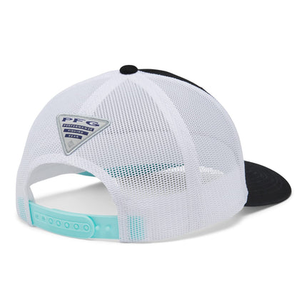 Columbia Unisex PFG Mesh Snap Back Fish Flag Ball Cap, Black, White, One Size