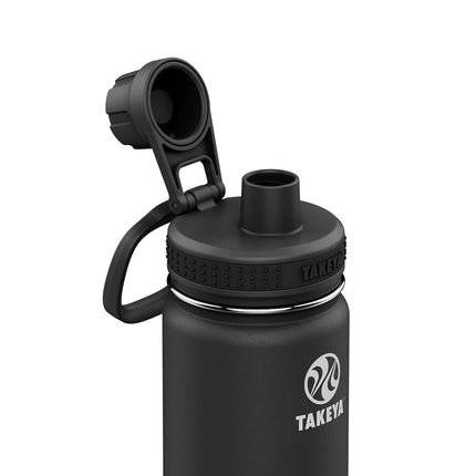 Takeya Actives Insulated Stainless Steel Water Bottle with Spout Lid, 0.7 Liter / 24 Ounce, Onyx