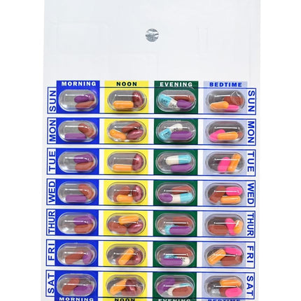 Medi-Aid 4 Times a Day Weekly Cold Seal Medication Blister Pack System Cards - One Piece Unit Dose Book Fold, Easy No Extra Equipment Needed, Just Fill and Seal, (4X a Day Weekly - 6 Pack)
