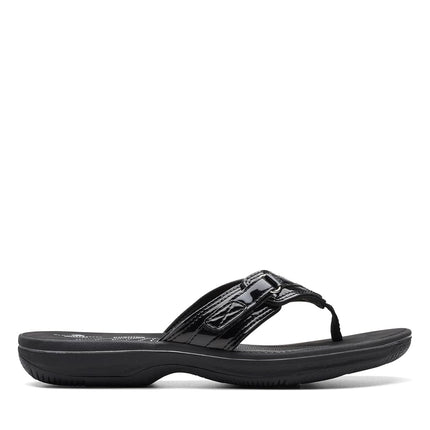 Clarks Women's Breeze Sea Flip-Flop, Black Patent, 2.5 UK