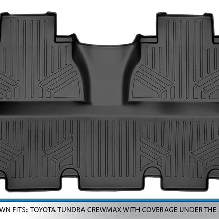 SMARTLINER Custom Fit Floor Mats 2nd Row Liner Black for 2014-2019 Toyota Tundra CrewMax with Coverage Under the 2nd Row Seat