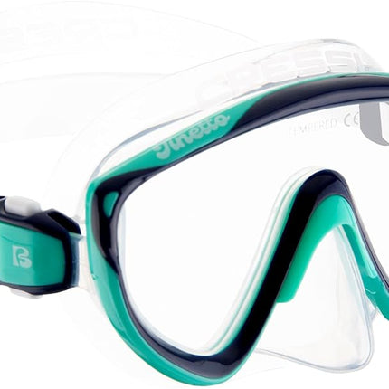 Cressi Tinetto Rocks Dry Snorkeling Set, Aquamarine Green/Blue, S/M