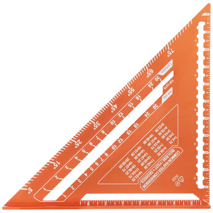 Klein Tools 93512SSQ Rafter Square, 12-Inch, Double Laser Etched Aluminum, Multi-Functional, Carpenter Measuring Layout Tool, Triangle Ruler for Woodworking