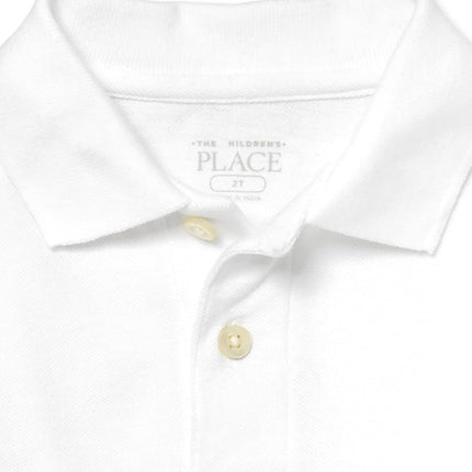 The Children's Place Baby Boys and Toddler Boys Short Sleeve Pique Polo, Black/White, 5T