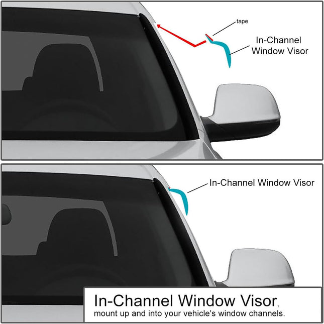 DNA MOTORING in-Channel Window Visor Deflector Rain/Sun Guard Compatible with 2011-2023 Dodge Charger, WVS-253