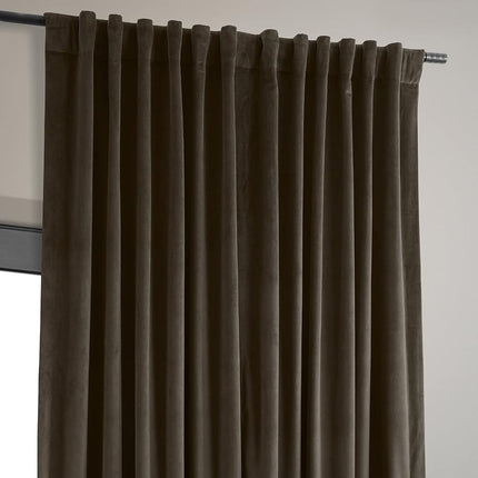 HPD Half Price Drapes Signature Velvet Thermal Blackout Curtains for Living Room 96 Inch Long (1 Panel) Rod Pocket Insulated Blackout Curtains for Bedroom Window Curtains, 100W x 96L, Java