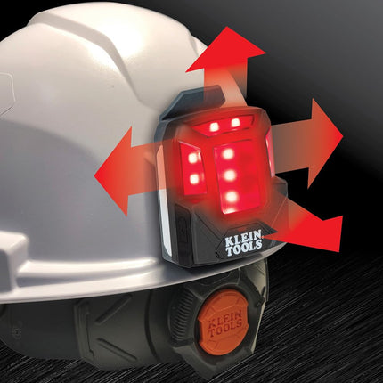 Lámpara de seguridad LED recargable con imán, 4 modos, se monta en cascos de protección Klein y cascos de seguridad, luz roja Klein Tools 56063