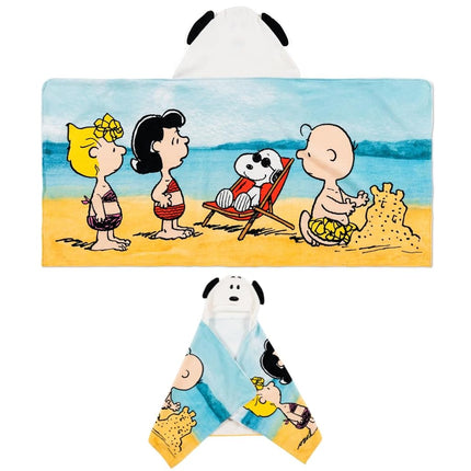 Franco Peanuts Snoopy Kids Super Soft Hooded Bath / Pool / Beach Towel - Soft Cotton Terry Towelling - 24 x 50 Inches - Officially Licensed