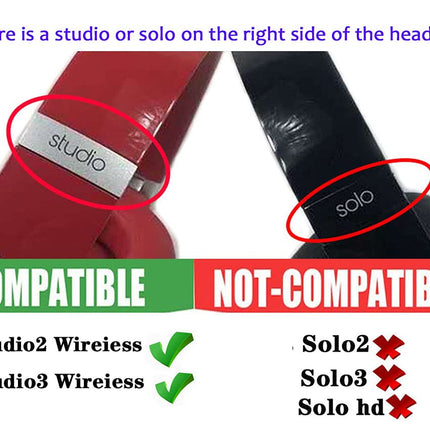 Studio 2/3 Headband Replacement Parts & Repair Kit - Compatible with Studio 2.0/3.0 Wireless Top Headband (Studio2-Bright Black)